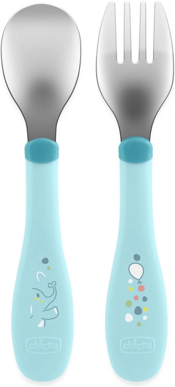 Chicco Chicco Metal Cutlery 18m+, Teal